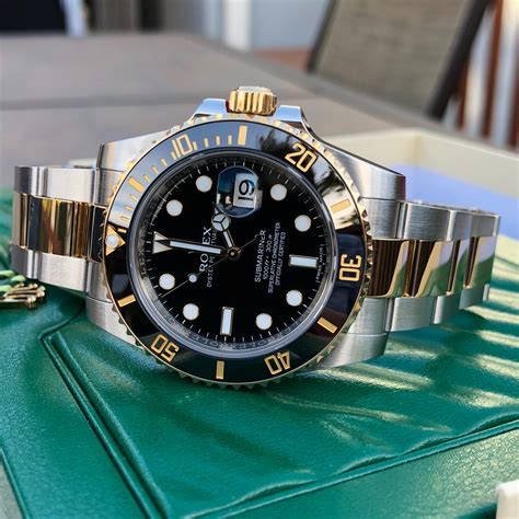 rolex gold black two tone submariner|rolex 126613lb for sale.